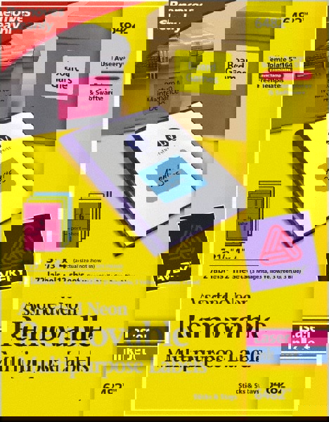 High-Vis Removable Laser/Inkjet ID Labels w/ Sure Feed, 3.33 x 4, Neon, 72/PK